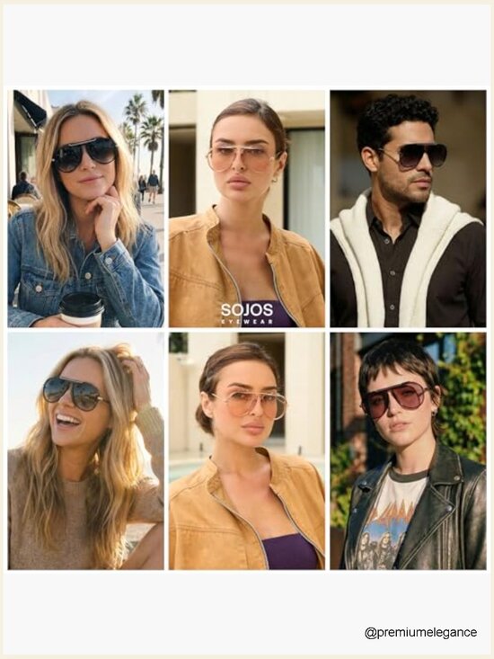 Retro Oversized Aviator Sunglasses Square Frame UV Protection